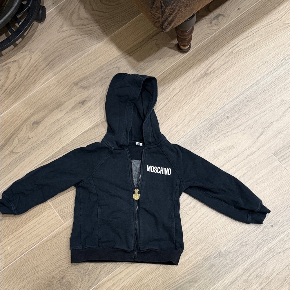 Moschino Black Zip-Up Kids Hoodie